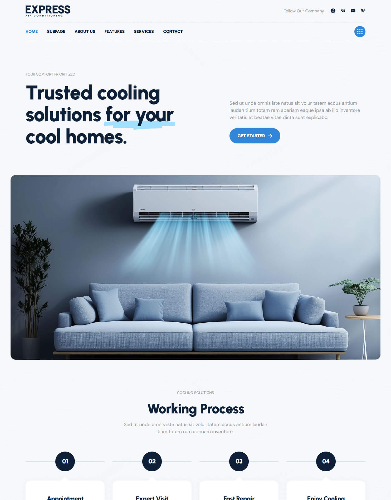 Sample HVAC / air conditioning website kit preview
