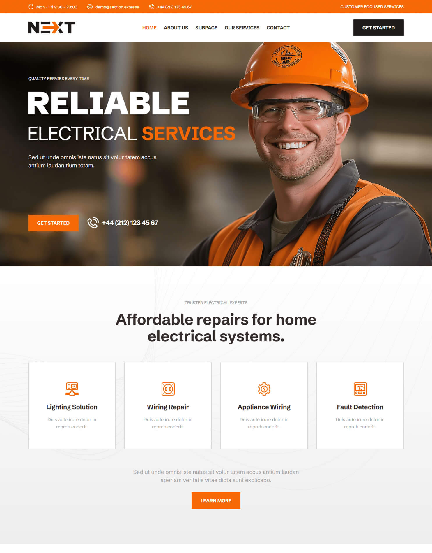 Electrician website kit preview