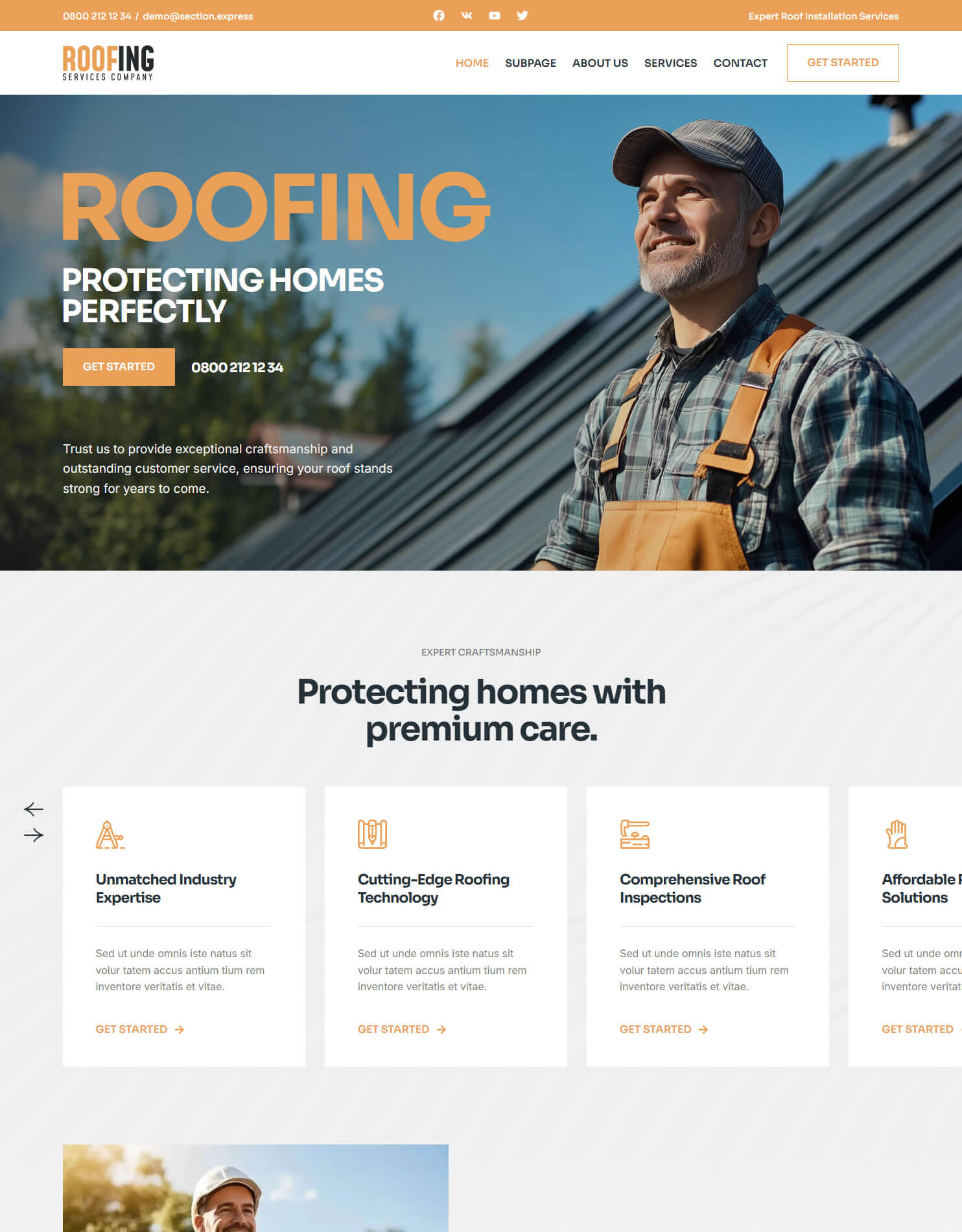 Roofing website kit preview